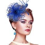 Chapeaux de mariage bleus à pois en organza 58 cm look fashion pour femme 