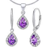Parures de bijoux violettes en argent avec certificat d'authenticité look fashion pour femme 