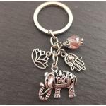 Porte-clés argentés à motif éléphants en lot de 1 style ethnique 