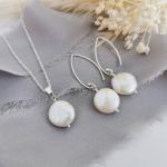 Pendentifs perle de mariée argentés à perles pour femme 