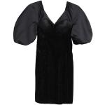 Robes en velours noires en velours à perles courtes à manches courtes Taille XXS pour femme 