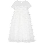 Simonetta robe à fleurs appliquées - Blanc