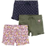 Simple Joys by Carter's 3-Pack Knit Shorts, Bleu Jean Points/Rose Fleuri/Vert Olive Cœurs, 12 Mois (Lot de 3) Bébé Fille