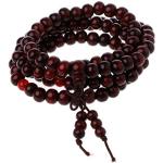 Bracelets marron en bois à perles à motif Bouddha fantaisie en lot de 1 look asiatique 