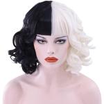 Perruques blanches en fibre synthétique à franges d'Halloween look fashion pour femme 