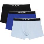 Sixth June - Lot de 3 Boxer pour Homme - Bande Elastique - Confortable - Coupe Moulante - caleçon Stretch - Coton Slip - 95% Coton, 5% Elasthanne - Noir/Bleu/Bleu Clair - Taille XL