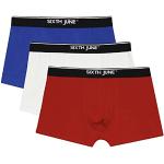 Sixth June - Lot de 3 Boxer pour Homme - Bande Elastique - Confortable - Coupe Moulante - caleçon Stretch - Coton Slip - 95% Coton, 5% Elasthanne - Bleu/Rouge/Blanc - Taille XL