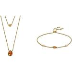 Skagen - Collier multirangs Sea Glass et bracelet station Honey Glass pour femme