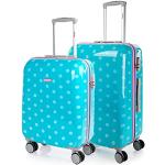Ensembles de valises skpa-t turquoise à pois en polycarbonate avec poignée télescopique en lot de 4 look fashion 