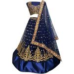 Lehengas choli de mariée bleu marine imprimé Indien en velours Taille 3 XL look fashion pour femme 