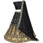 Lehengas choli de mariage noirs imprimé Indien en velours Taille 3 XL look fashion pour femme 