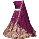 Lehengas choli de mariage violets imprimé Indien en velours Taille 3 XL look fashion pour femme 