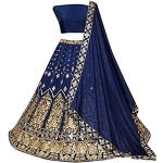 Lehengas choli de mariage bleu marine imprimé Indien en velours Tailles uniques look fashion pour femme 