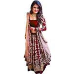 Lehengas choli de mariage rouge bordeaux imprimé Indien en taffetas Tailles uniques look fashion pour femme 
