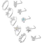 Piercings anneau argentés en acier à motif papillons en lot de 10 classiques pour femme 