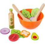 Small Foot- Set Bois, Accessoires de Cuisine pour Enfants végétarien, y Compris Bol, Couverts à Salade et Vinaigrette Jouets, 11476, Multicolore
