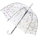 SMARTBULLE Parapluie Long Transparent – forme Cloche ; Solide ; Ouverture automatique ; Diamètre=85cm ; Poignée transparente ; Parapluie Femme ; Motif POIS CUIVRES