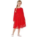 Robes à manches longues rouges en dentelle Taille 10 ans look fashion pour fille de la boutique en ligne Amazon.fr 