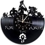 Smotly Horloge Murale en Vinyle, Grande Horloge avec World of Warcraft décoration Murale thème, Cadeau décoration de la Maison de démon rétro Figure Illidan,A