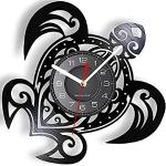 Horloges design noires en vinyle à motif tortues 