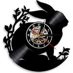 Horloges design noires en vinyle à motif lapins 
