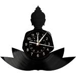 Horloges silencieuses noires en vinyle à motif Bouddha 