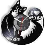 Horloges silencieuses noires en vinyle à motif animaux modernes 