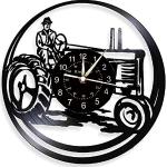 Horloges silencieuses noires en vinyle à motif tracteurs 