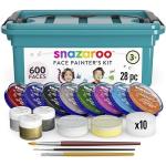 Snazaroo Face Painters Kit for Kids & Adults, 28 Pieces, 10 Colours, Brushes, Glitter Gels, Sponges, Guide, Water Based, Easily Washable, Non-Toxic, Makeup, Body Painting