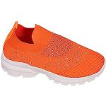 Chaussures de sport pour la rentrée des classes d'automne orange en toile à strass lavable en machine Pointure 34 look fashion pour femme 