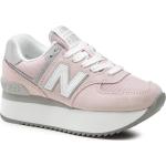 Chaussures de sport New Balance roses en cuir pour femme en promo 