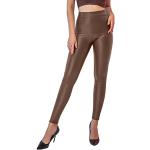 Leggings en cuir marron en cuir synthétique coupe-vents Taille XXL look fashion pour femme 