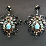 Boucles d'oreilles argentées en or à perles en argent 24 carats baroques & rococo pour femme 