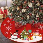 Soleebee Couverture de sapin de Noël, ronde de 88 cm, jupe de sapin de Noël, en polyester souple, support pour sapin de Noël, décoration de Noël (bonhomme de neige pingouin)