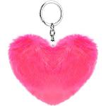 Porte-clés coeur Soleebee roses à pompons à motif lapins look fashion 
