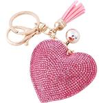 Porte-clés coeur Soleebee roses en cristal à motif voitures look fashion 
