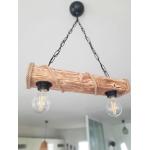 solenzo - Lustre suspension en bois et corde style industriel rustique campagne chic 2 ampoules (E27)