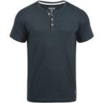 T-shirts Solid bleus en cuir synthétique à manches courtes à manches courtes Taille 3 XL look fashion pour homme 