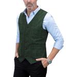 Gilets de mariage vert foncé en tweed sans manches sans manches Taille XL look casual pour homme 