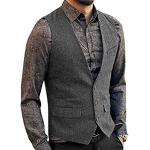 Gilets de mariage gris en tweed sans manches sans manches Taille 3 XL look fashion pour homme 