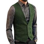 Gilets de mariage verts en tweed sans manches sans manches Taille XL look fashion pour homme 