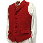 Gilets de mariage rouges en tweed sans manches sans manches Taille XL look fashion pour homme 