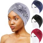 Turbans blancs à paillettes 58 cm style ethnique pour femme 