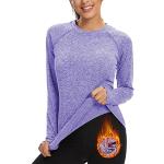 Chemises longues d'automne violet clair en polaire à manches longues Taille XS look fashion pour femme 