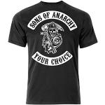 T-shirts noirs à manches courtes Sons of Anarchy à manches courtes Taille L look fashion pour homme 