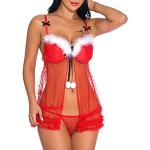 Strings en satin pour fêtes de Noël rouges en satin Taille XL look sexy pour femme 