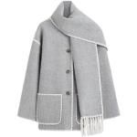 Manteaux en laine d'hiver gris Taille L look casual pour femme 