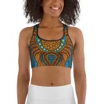 Brassières de sport marron imprimé africain en polyester à motif Afrique discipline fitness Taille XS style ethnique pour femme 