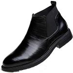 Bottines noires en cuir en cuir légères pour pieds larges Pointure 46 look fashion pour homme 