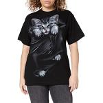 T-shirts noirs en coton à motif chats à manches courtes à manches courtes Taille XL look gothique pour femme 